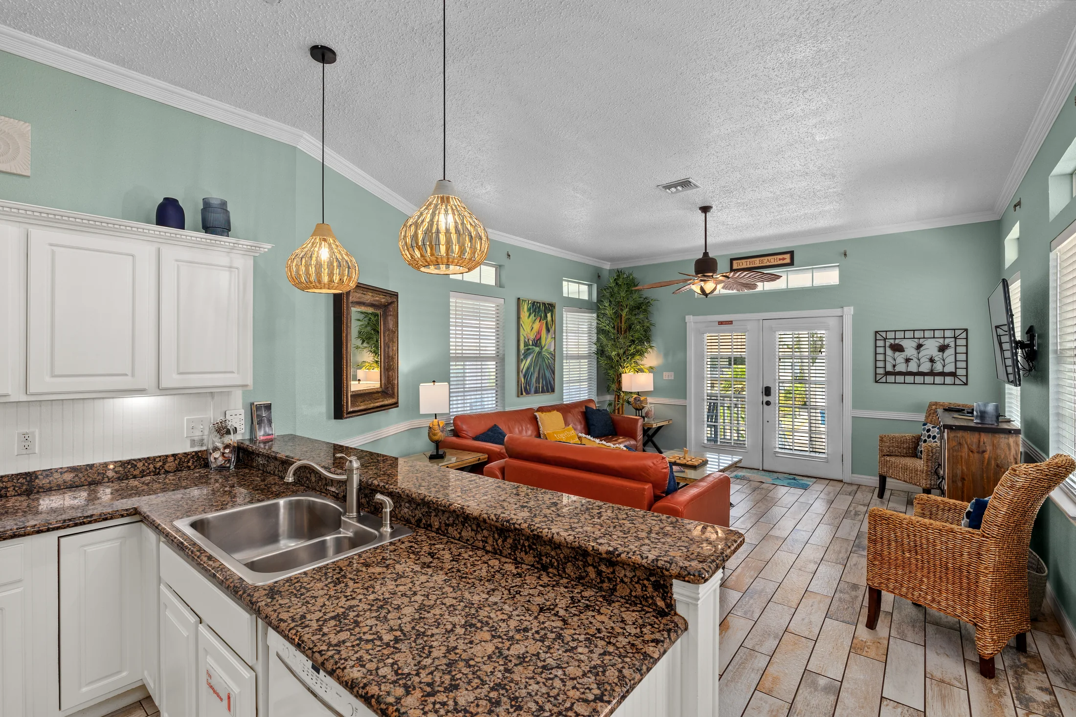 Open living room and kitchen at Beach Breeze SPI